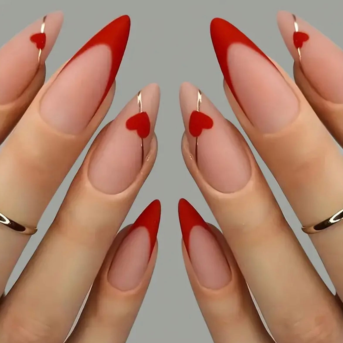 Red heart nails