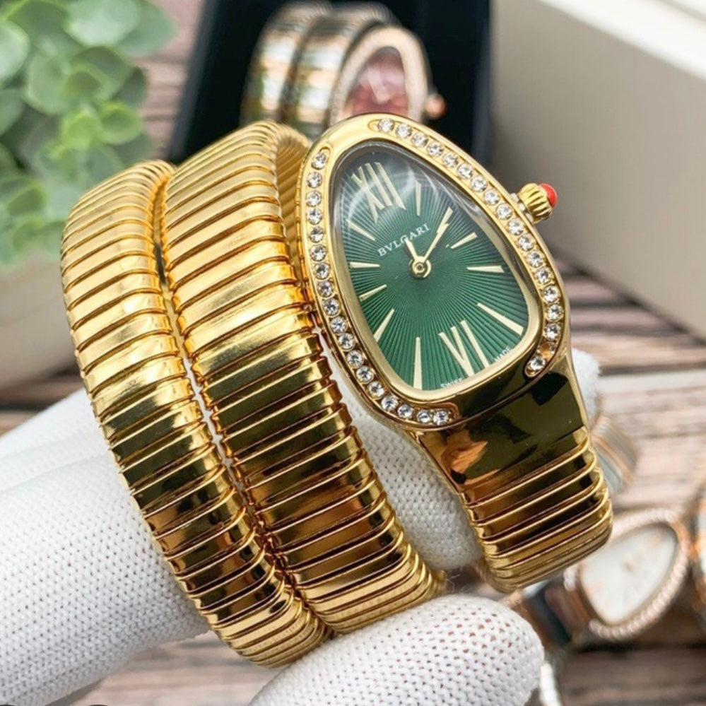Green dail bulgari watch