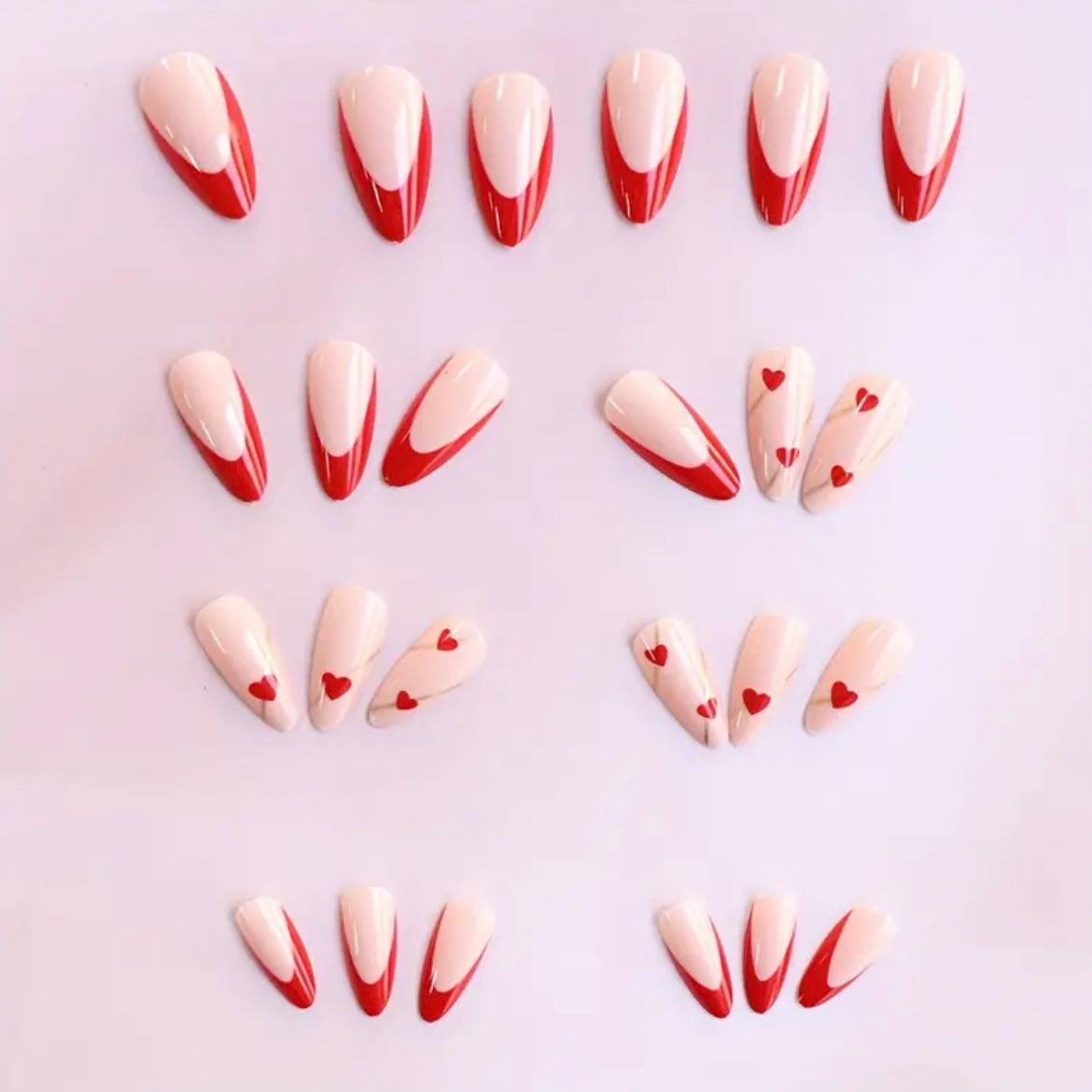 Red heart nails