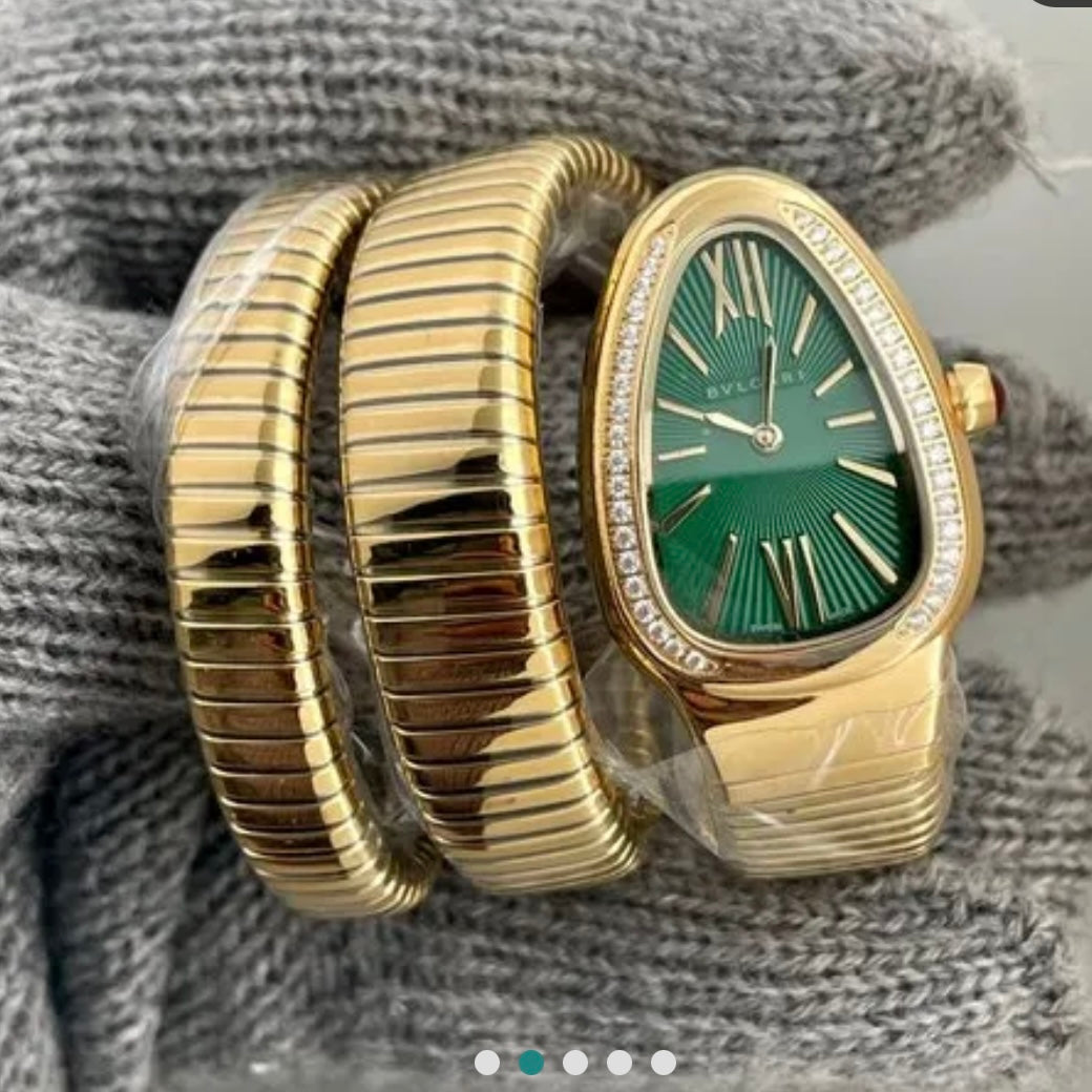 Green dail bulgari watch