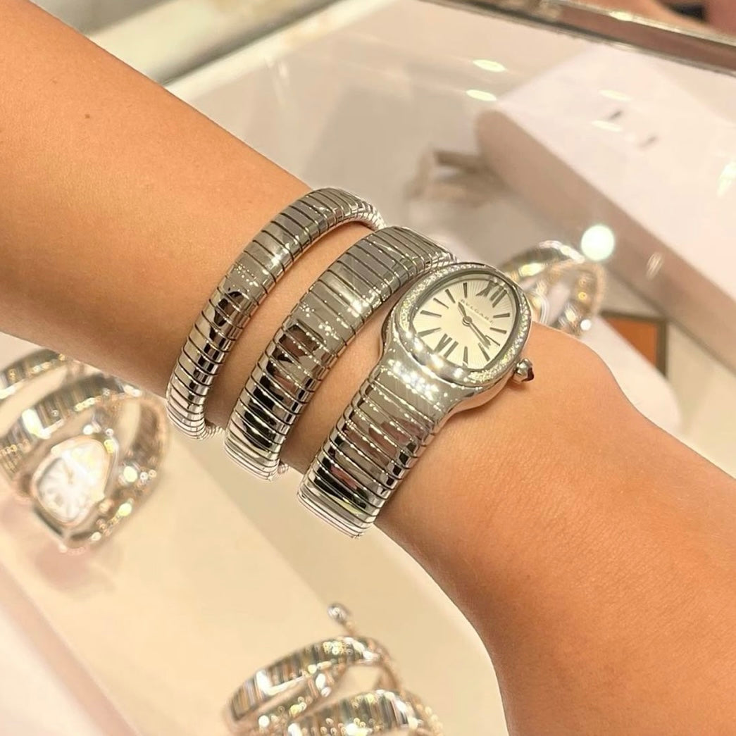 Silver bulgari watch