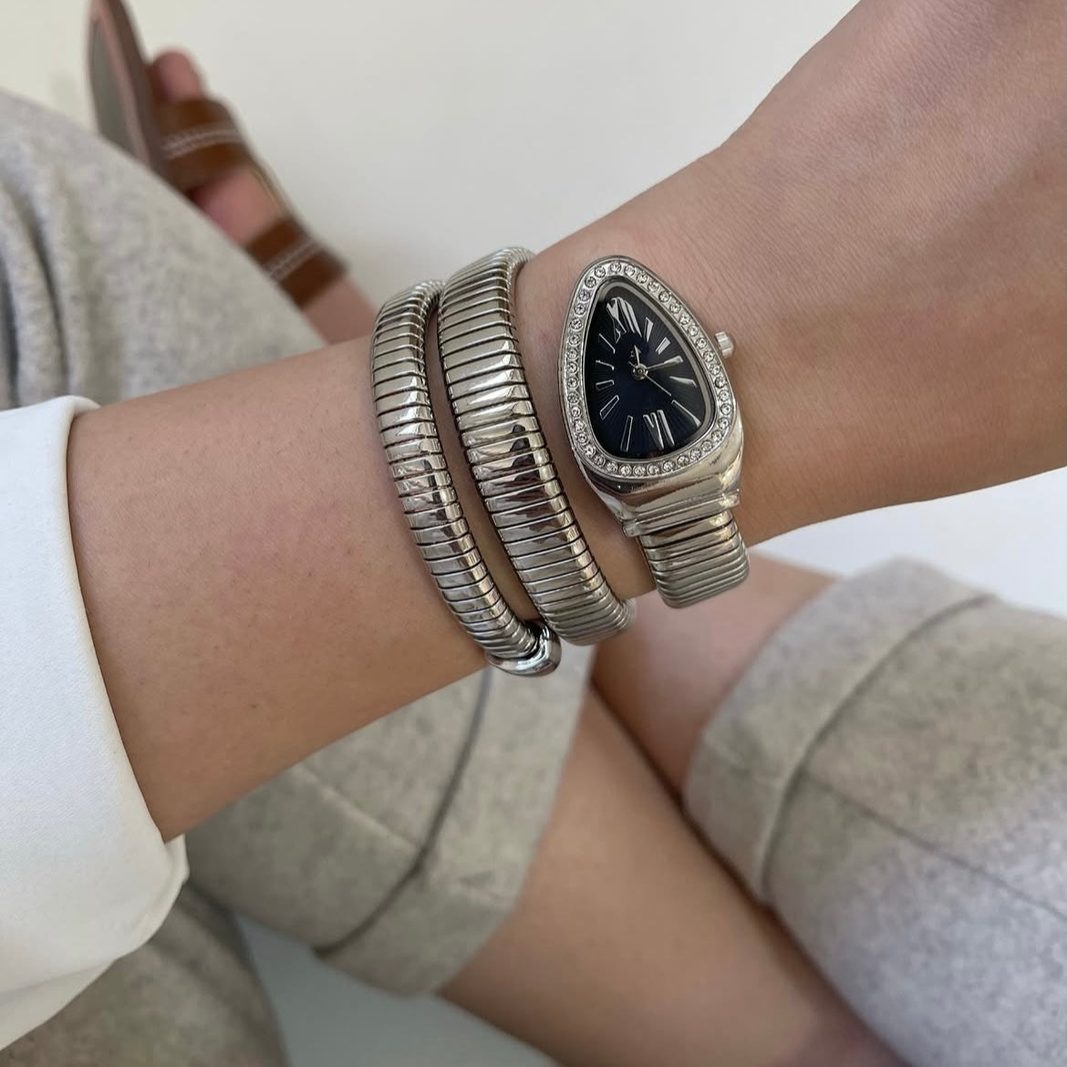 Silver bulgari watch