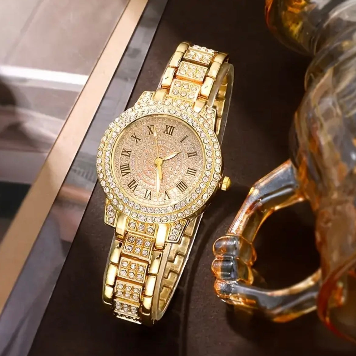 Golden bling watch