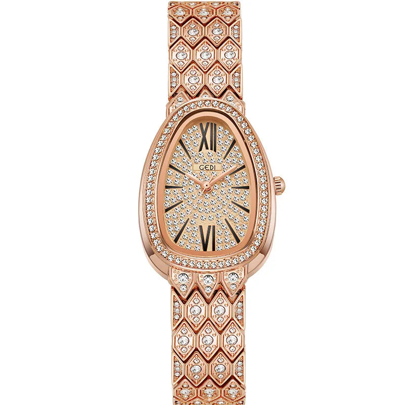 Rose gold snake egg watch