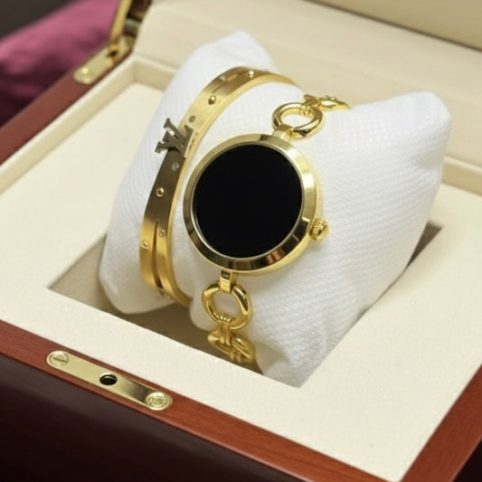 The gold LV watch pair