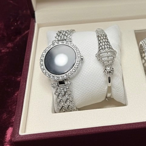 Silver snake watch pair