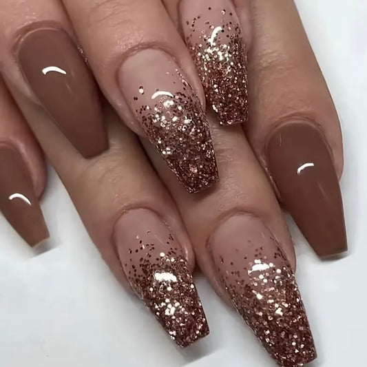 Brown glitter nails
