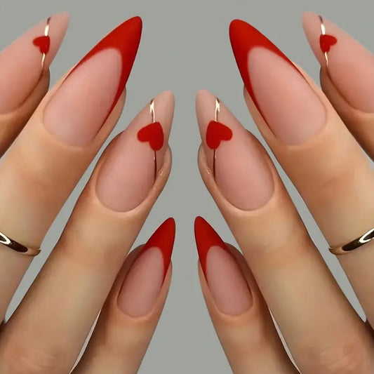 Red heart nails