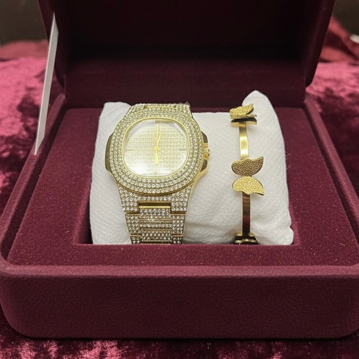 The gold butterfly watch pair