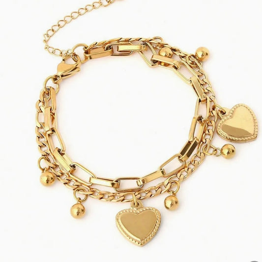 Double chain heart bracelet