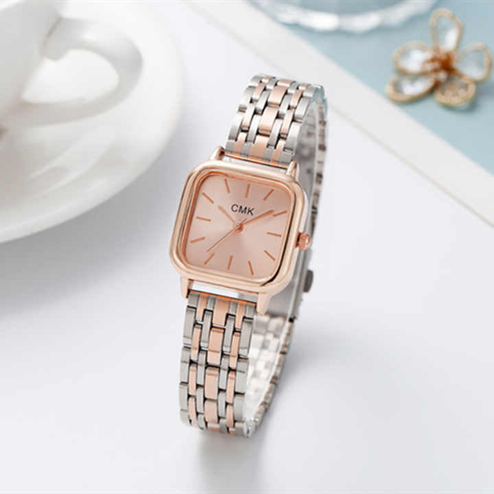 Rose gold square watch