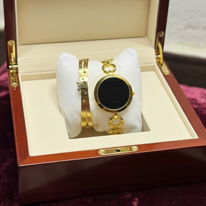 The gold LV watch pair