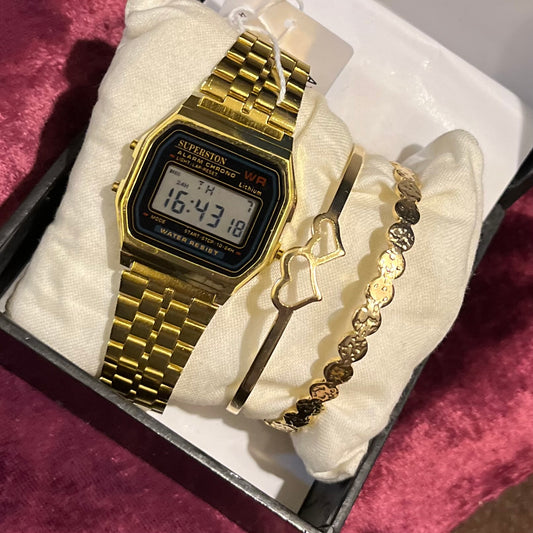 Casio double handcuff and watch set