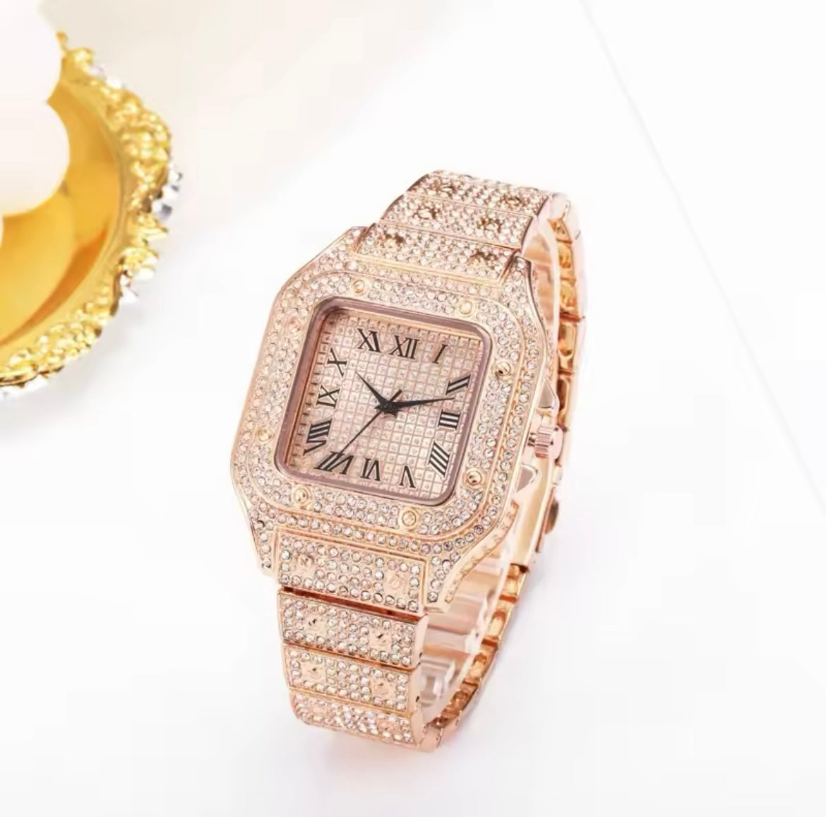 Fancy square watch rose gold