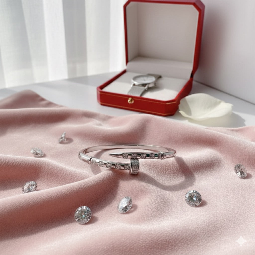 The silver watch pair