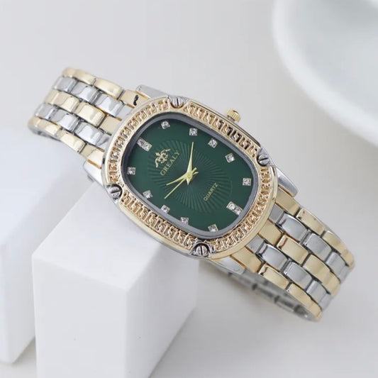 Two tone oval watch