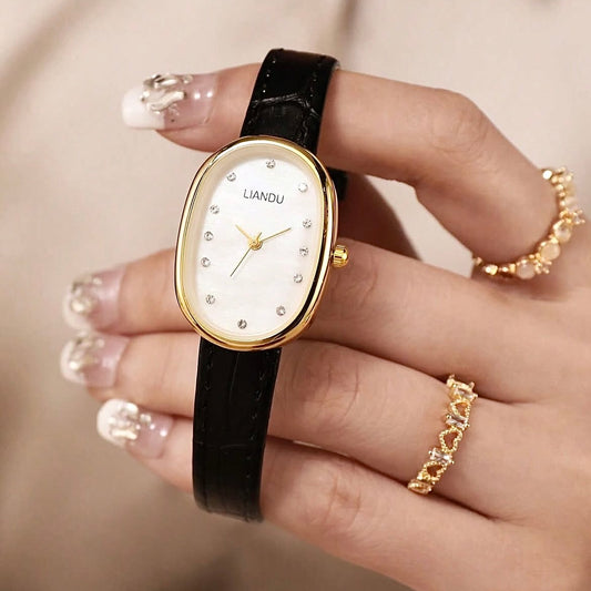 Black gold oval trending watch