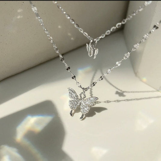 Silver Butterfly double chain