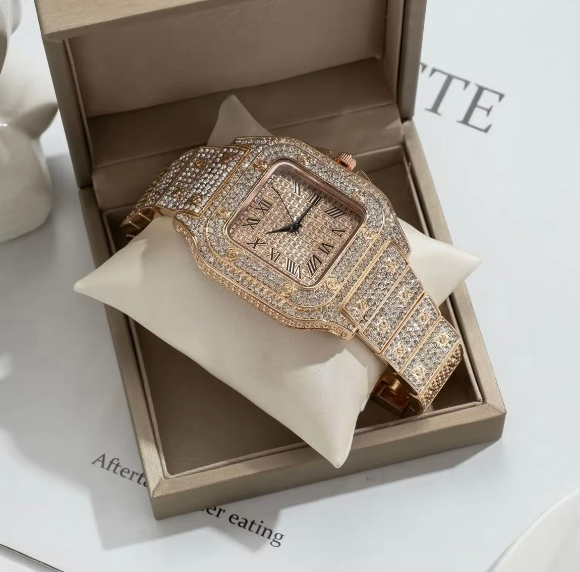 Fancy square watch rose gold