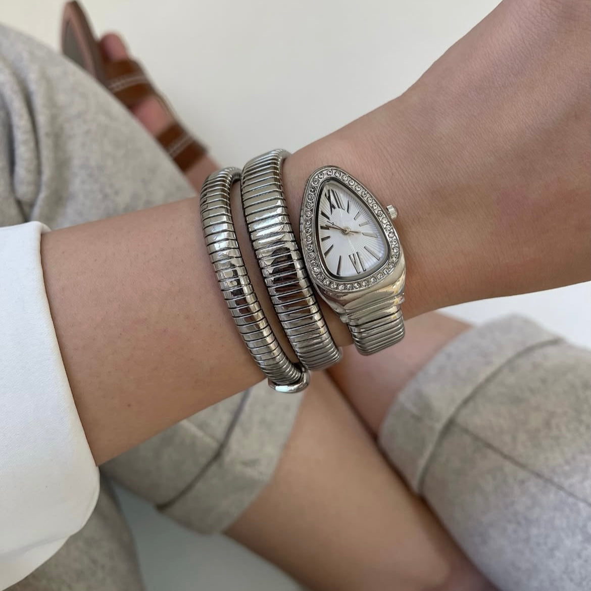 Silver bulgari watch