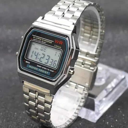 Silver casio style watch