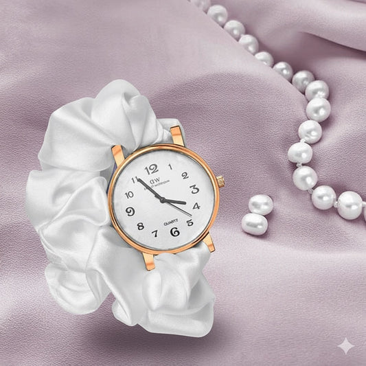 White silk scrunchie watch